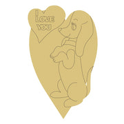 Design By Line Heart MDF Cutout I Love You Dachshund - Unfinished For DIY