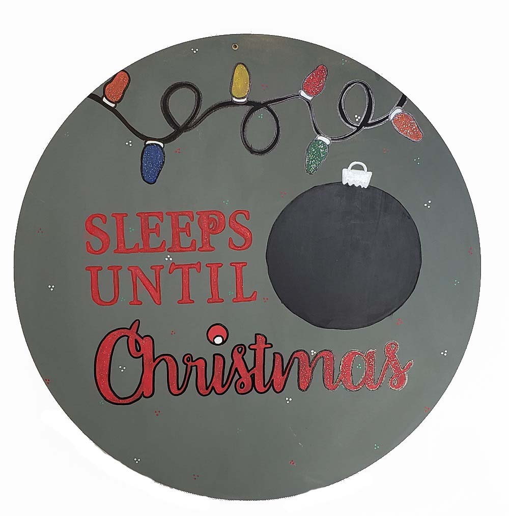 Design By Line Round Fill In MDF Cutout Blank Days Until Christmas - Unfinished For DIY