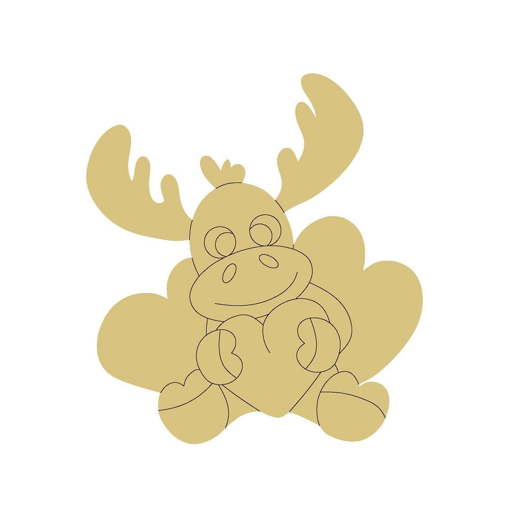 Reindeer Design By Line Unfinished Wood Cutout Style 12