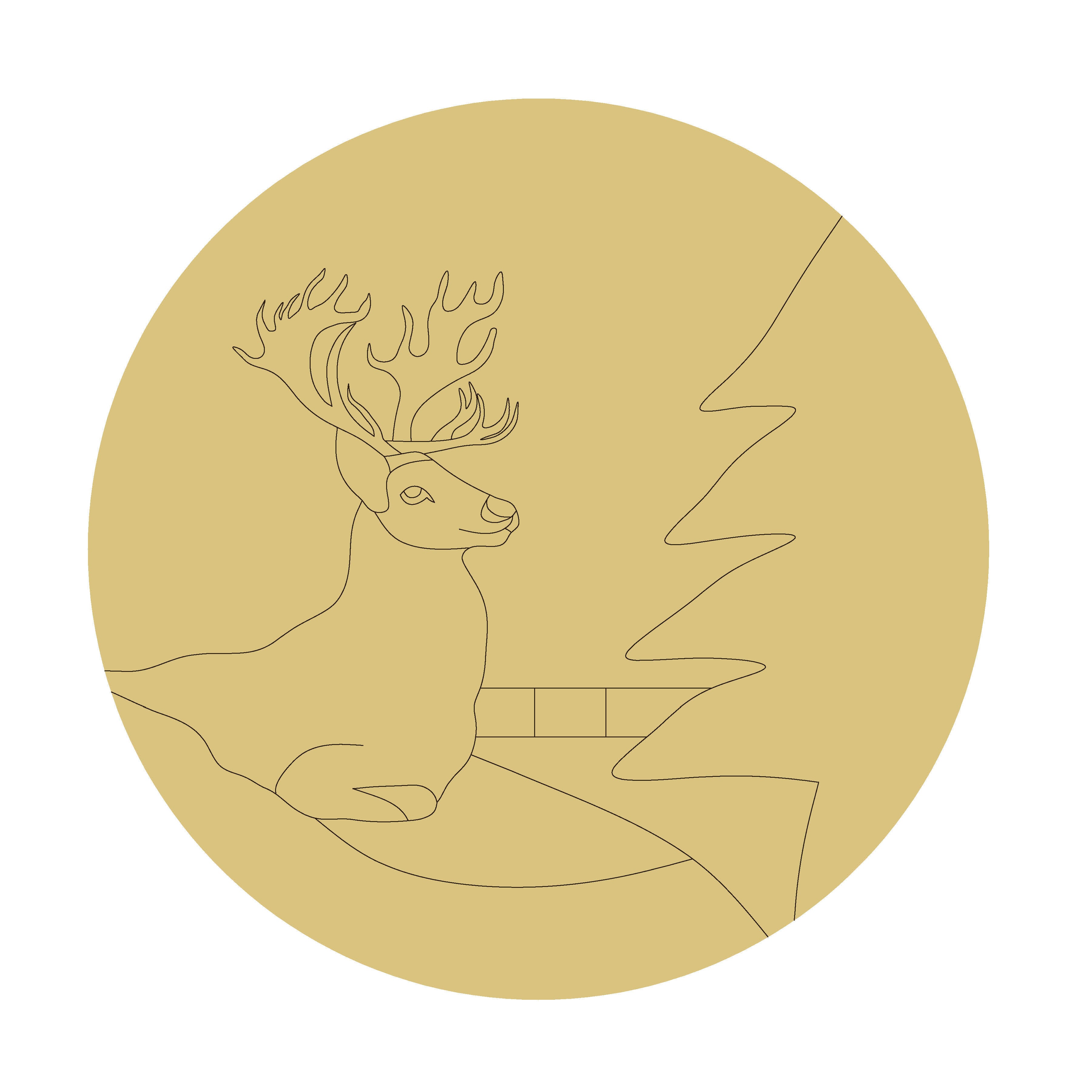 Deer Design Line Cutout – Unfinished MDF Craft Blank | Etched Lines for Easy DIY Painting | Made in USA by Diverse Woodworking