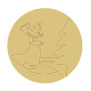 Design By Line Round MDF Cutout Deer Silhouette With Pine Tree Backdrop - Unfinished For DIY
