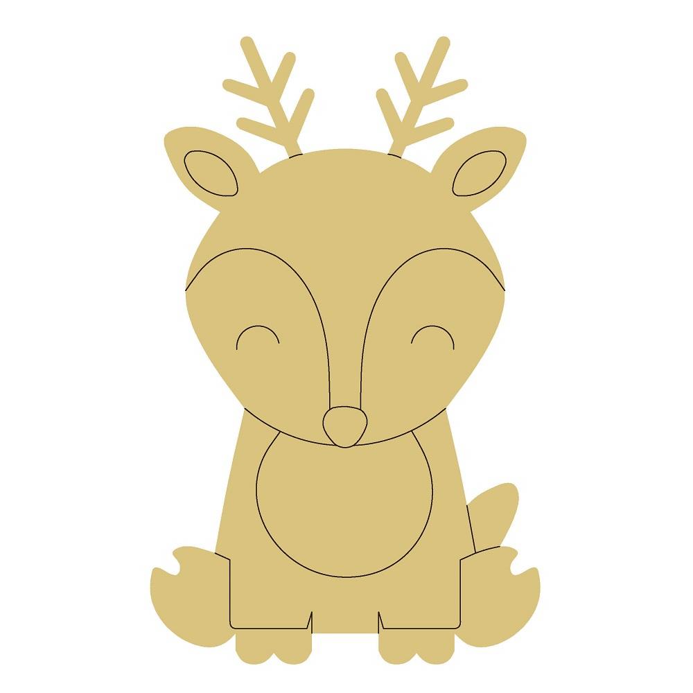 Design By Line Deer MDF Cutout Adorable Sitting Silhouette - Unfinished For DIY