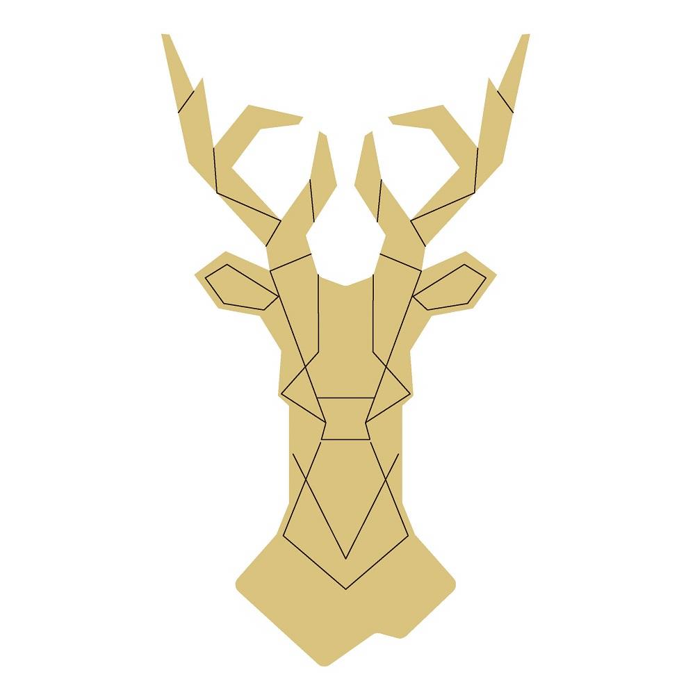 Design By Line Deer MDF Cutout Geometric Head Silhouette - Unfinished For DIY