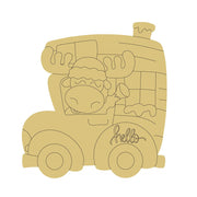 Design By Line Truck MDF Cutout Deer In Window With Hello - Unfinished For DIY