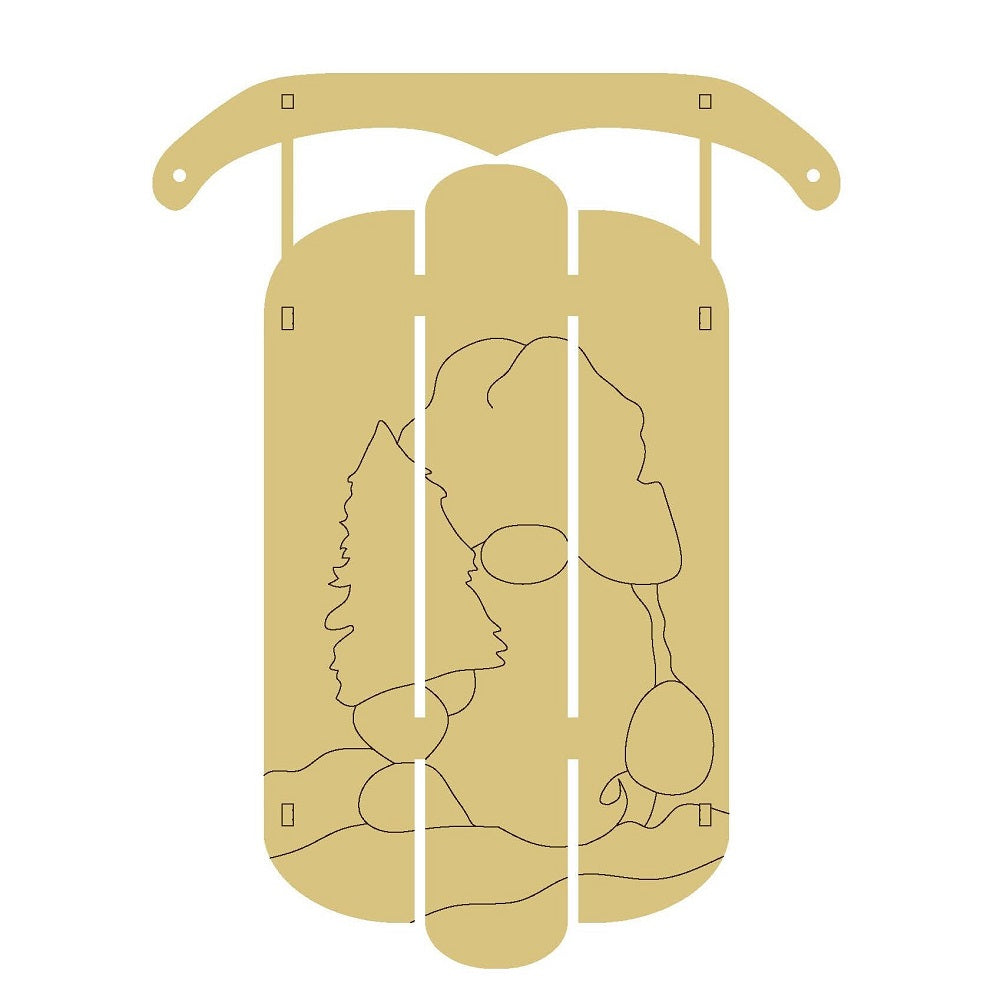 Gnome Dimensional Sled Unfinished Wood Cutout Style 2