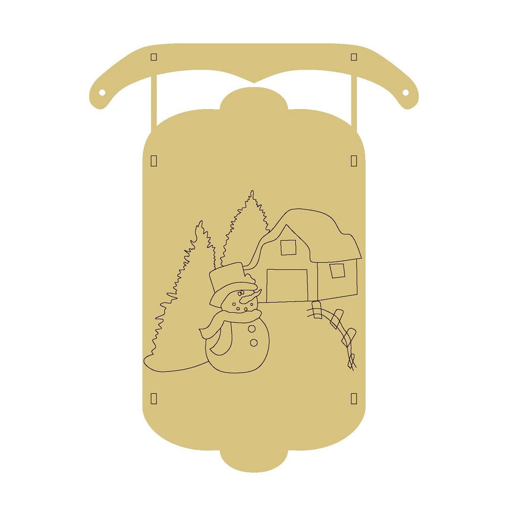 Dimensional Sled With Snowman Design By Line Unfinished Wood Cutout Style 3
