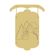 Design By Line Dimensional Sled MDF Cutout Snowman And Barn - Unfinished For DIY