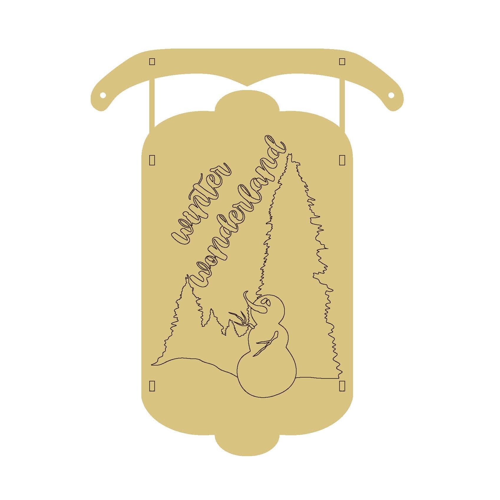 Design By Line Dimensional Sled MDF Cutout Winter Wonderland Scene - Unfinished For DIY