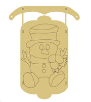 Design By Line Dimensional Sled MDF Cutout Snowman With Top Hat And Scarf Style 3 - Unfinished For DIY