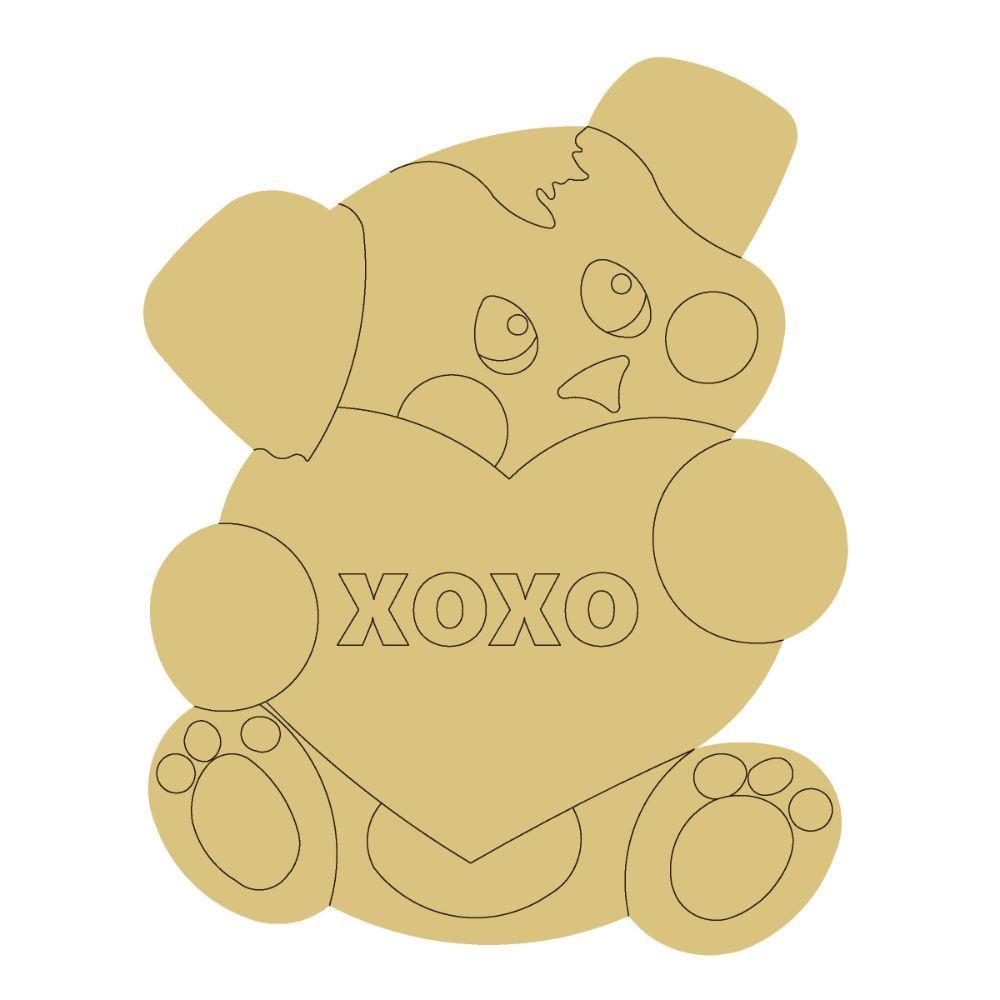 Design By Line Dog MDF Cutout XOXO Heart Silhouette - Unfinished For DIY