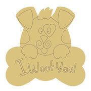 Design By Line Puppy MDF Cutout I Woof You! - Unfinished For DIY