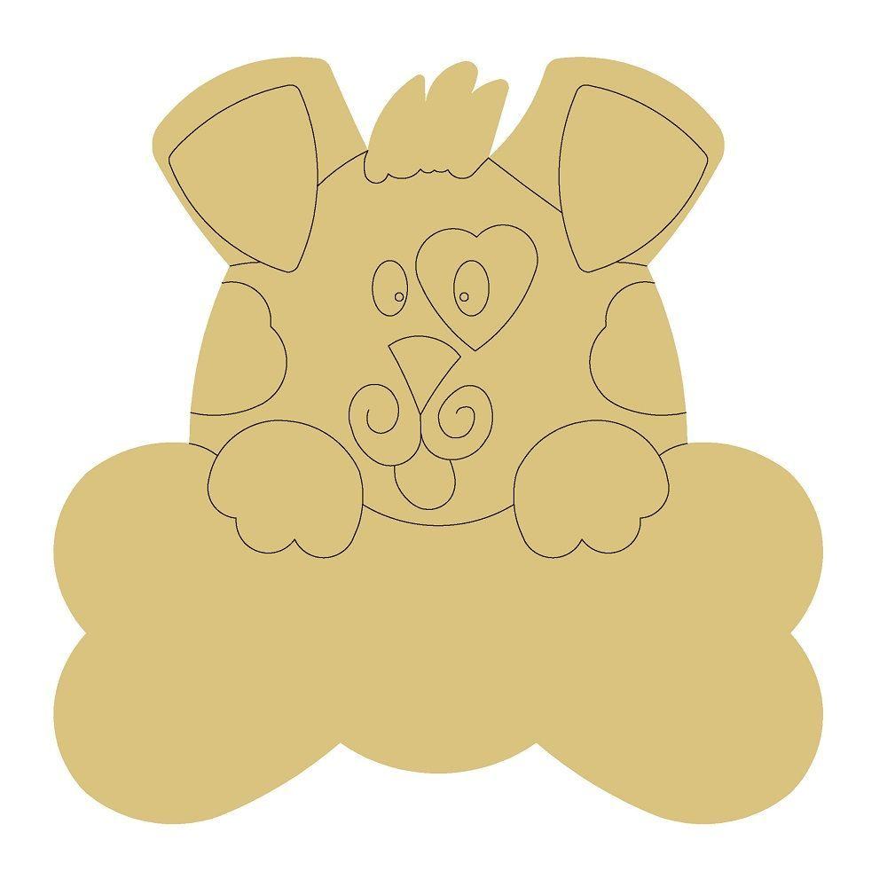 Design By Line Dog MDF Cutout Puppy Peeking Over Cloud Silhouette - Unfinished For DIY