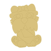 Design By Line Dog MDF Cutout Cartoon Dog With Bow On Head - Unfinished For DIY