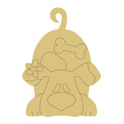 Design By Line Dog MDF Cutout With Bone And Flower - Unfinished For DIY
