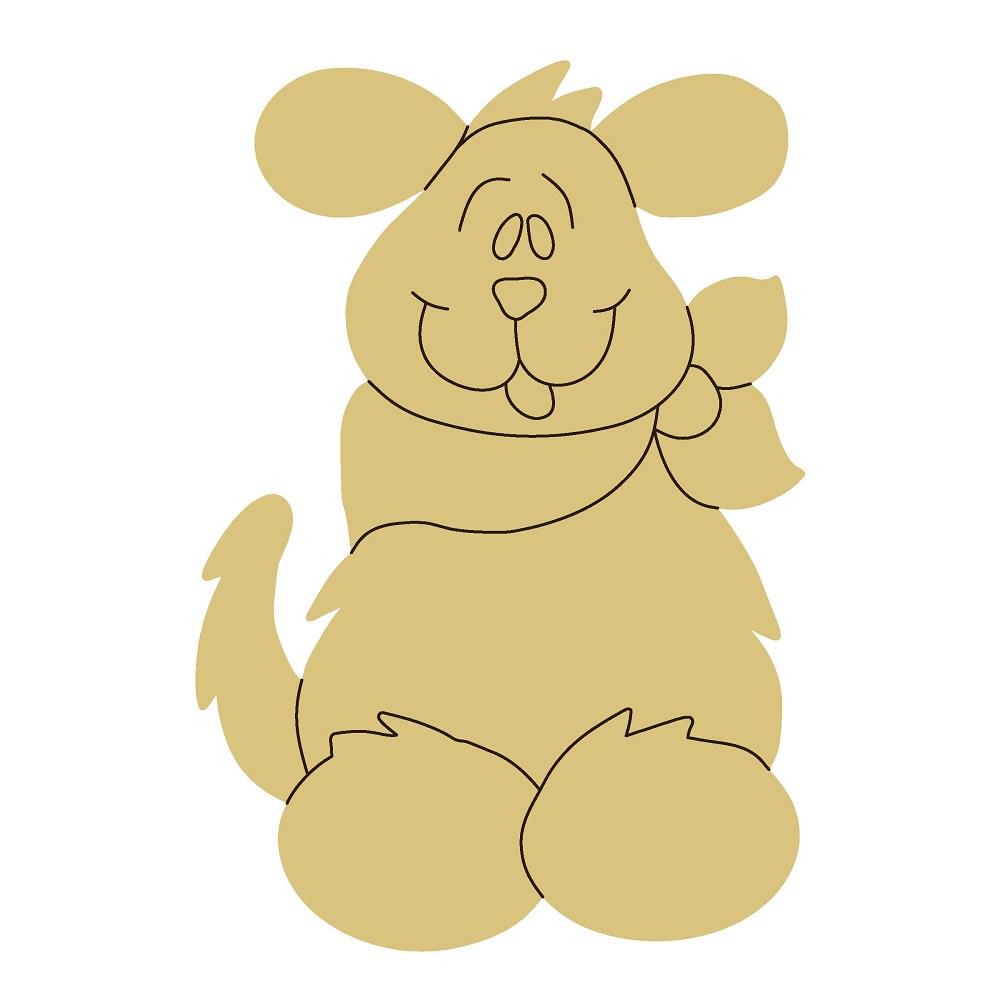 Design By Line Sitting Dog MDF Cutout Cartoon Outline - Unfinished For DIY