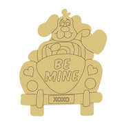 Design By Line Heart MDF Cutout Be Mine Dog In Car Valentine XOXO - Unfinished For DIY