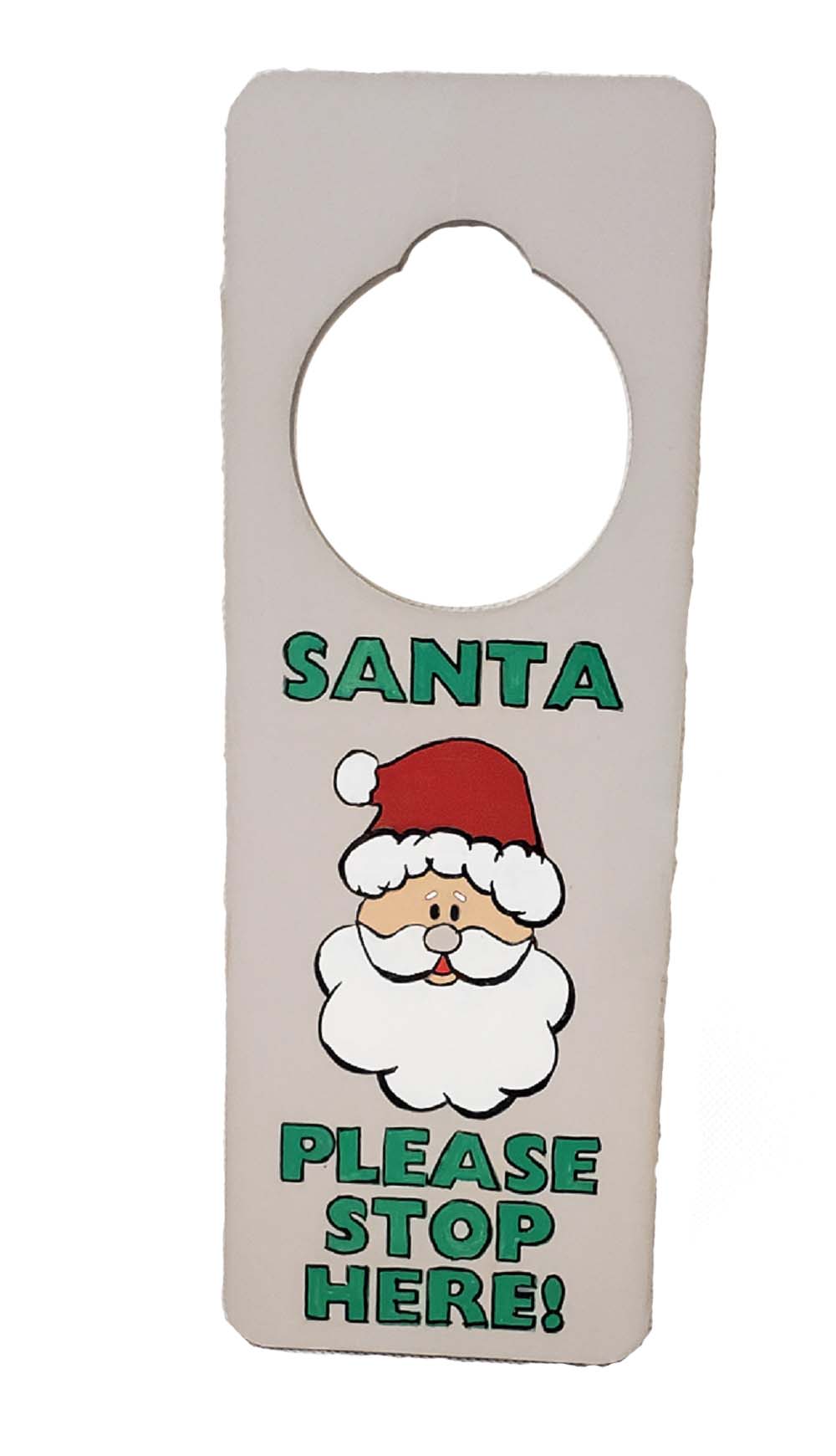 Design By Line Door Hanger MDF Cutout Santa Please Stop Here! - Unfinished For DIY