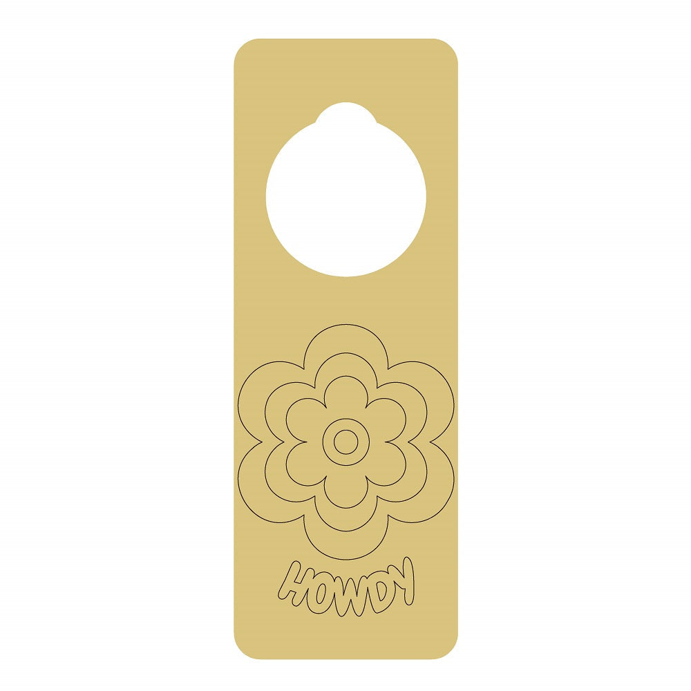 Design By Line Door Hanger MDF Cutout Flower Pattern Howdy - Unfinished For DIY