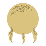Design By Line Round MDF Cutout Dream Catcher Floral Hoop With Three Feathers - Unfinished For DIY