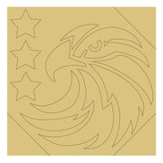 Design By Line Square MDF Cutout Eagle With Three Stars - Unfinished For DIY