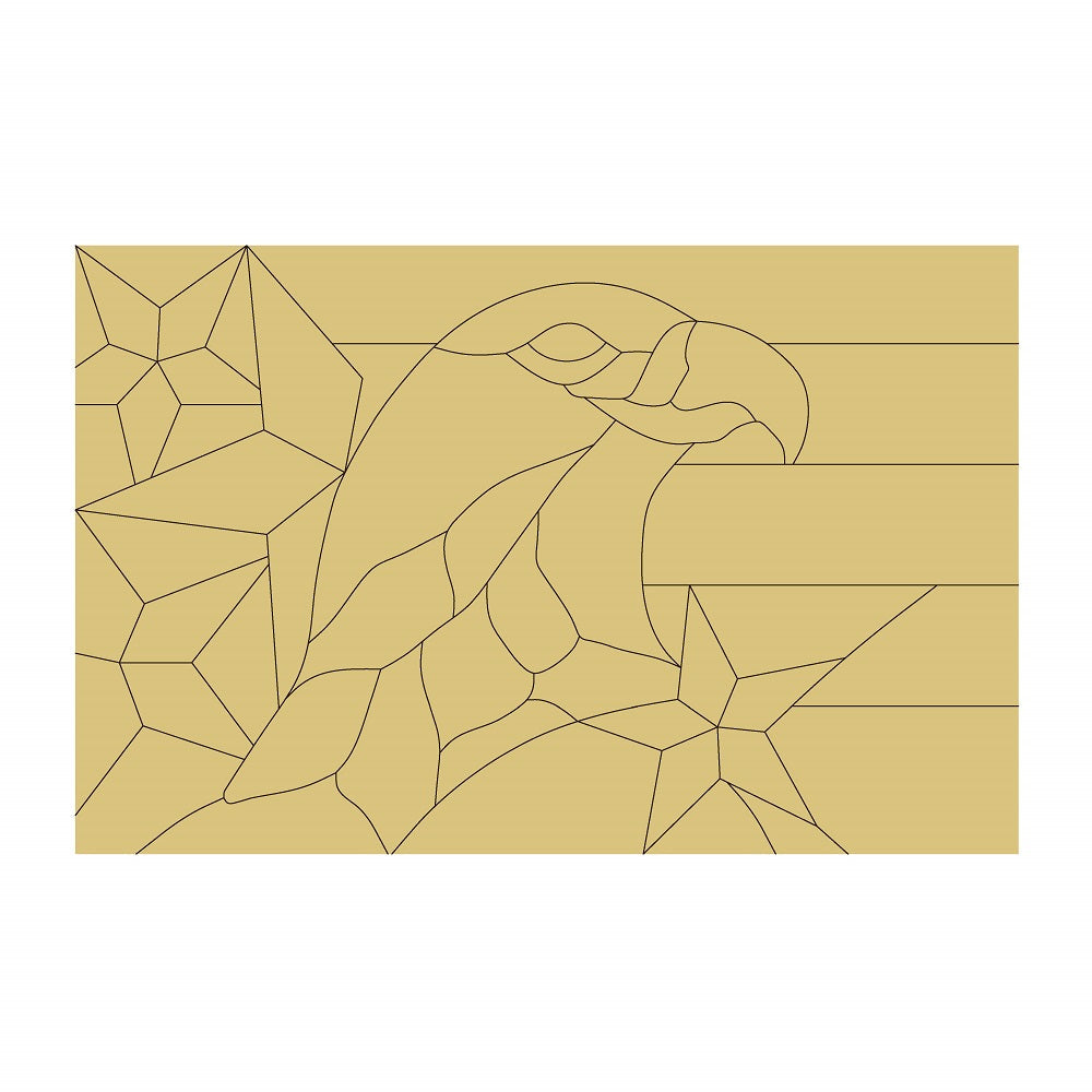 Design By Line Rectangle MDF Cutout Geometric Eagle Mosaic - Unfinished For DIY