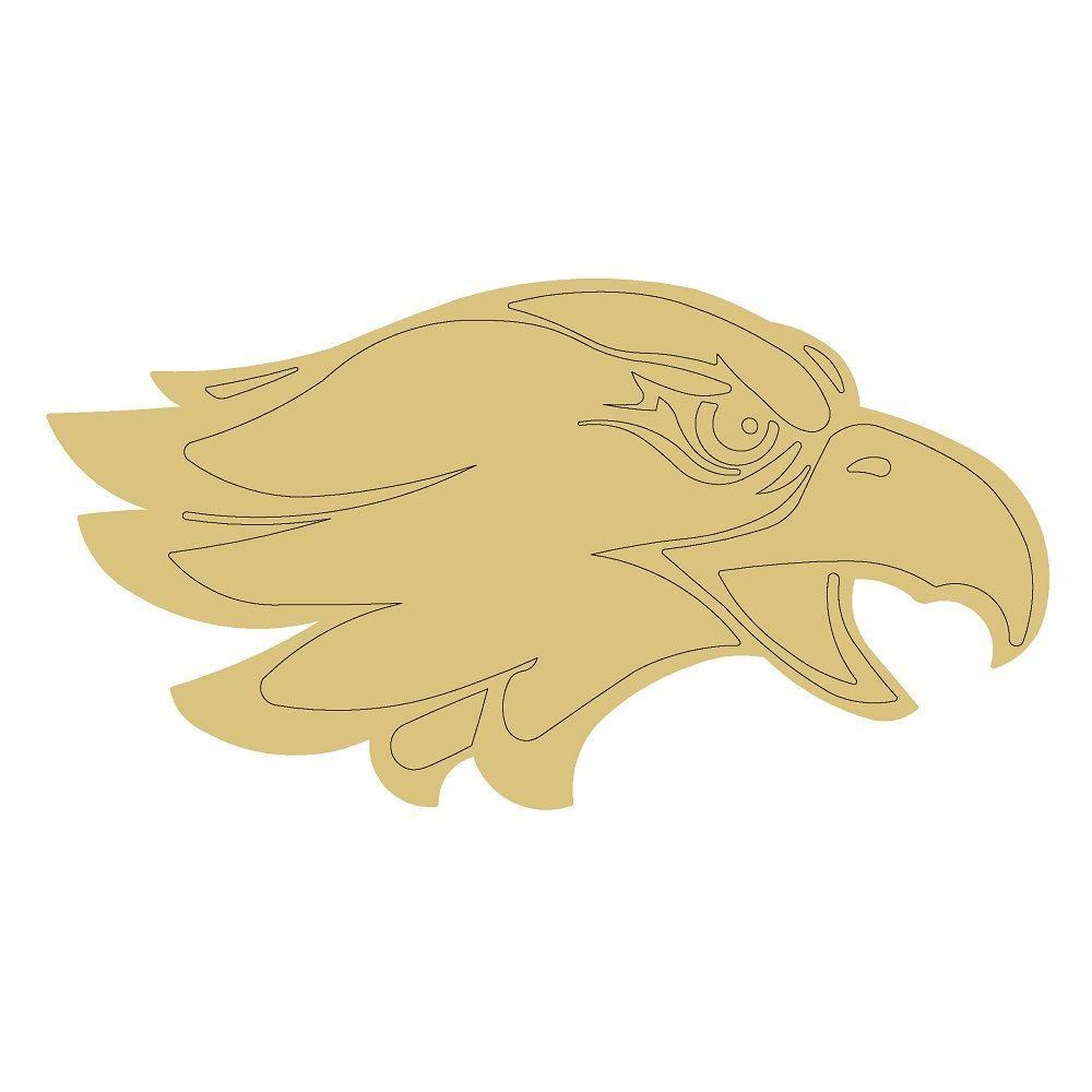 Design By Line Eagle Head MDF Cutout Line Art Right Facing - Unfinished For DIY