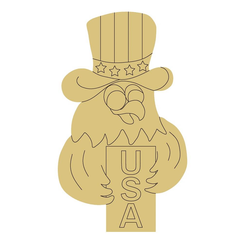 Design By Line Eagle MDF Cutout Uncle Sam Top Hat With USA Banner - Unfinished For DIY