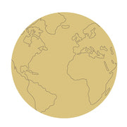 Design By Line Round MDF Cutout Earth World Map - Unfinished For DIY