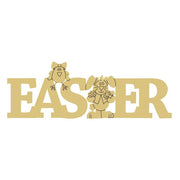 Design By Line Word MDF Cutout Easter Chick And Bunny - Unfinished For DIY