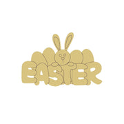 Design By Line Word MDF Cutout Easter Bunny With Eggs - Unfinished For DIY