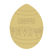 Design By Line Egg MDF Cutout Happy Easter Style 15 - Unfinished For DIY