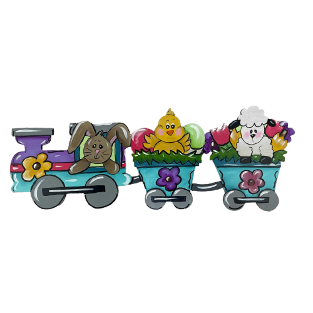 Design By Line Train MDF Cutout Easter Bunny And Chicks - Unfinished For DIY