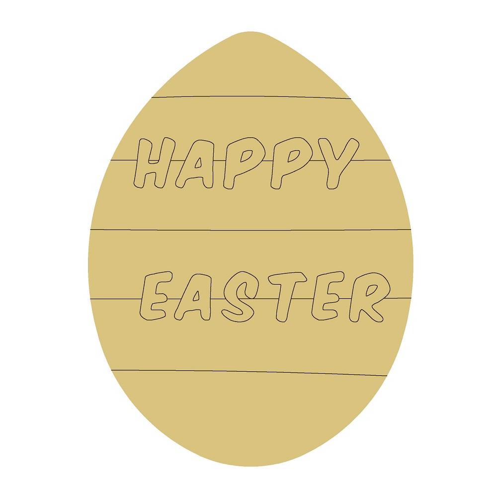 Design By Line Egg MDF Cutout Happy Easter - Unfinished For DIY