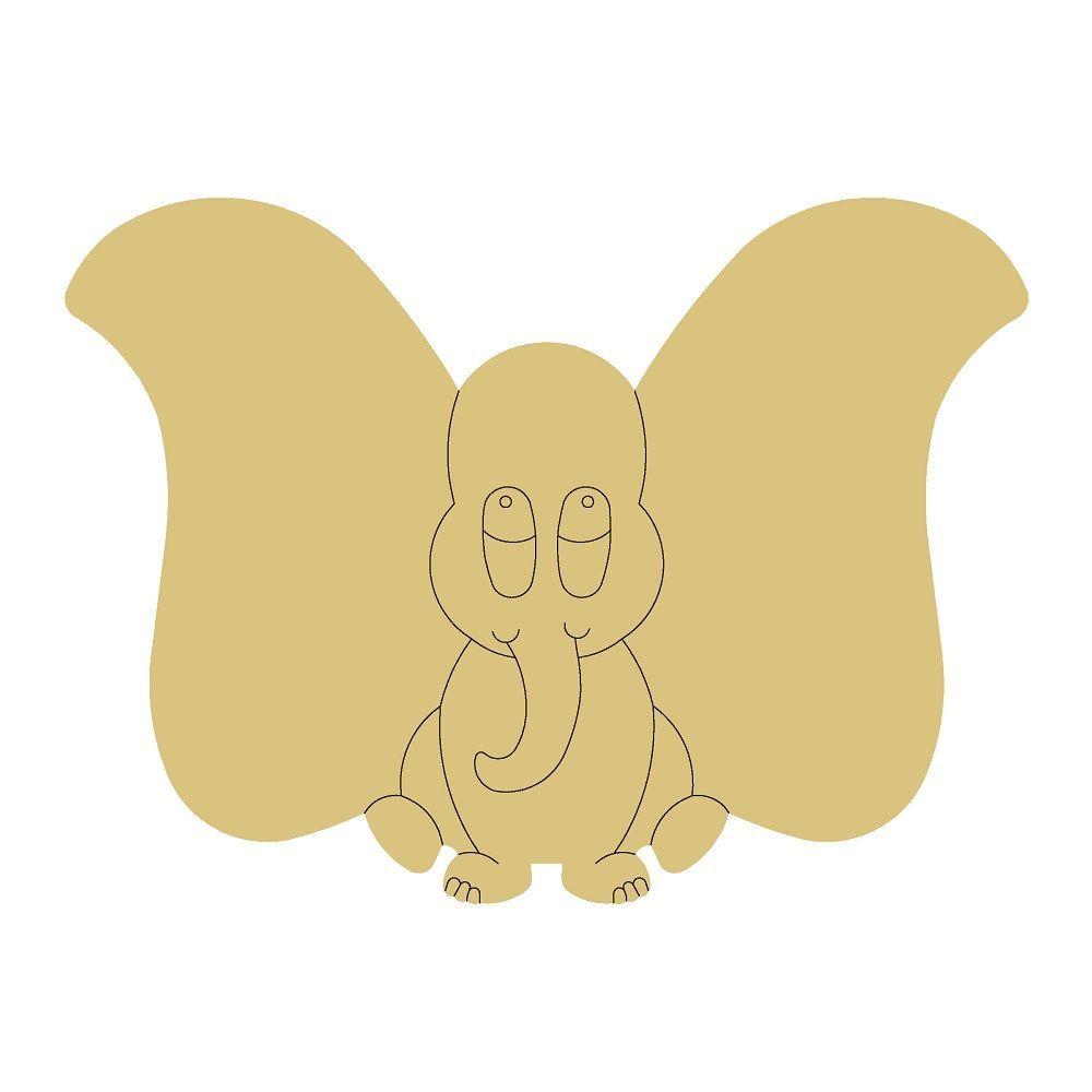 Design By Line Elephant MDF Cutout Winged Elephant - Unfinished For DIY