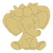 Design By Line Sitting Elephant MDF Cutout Flower Crown - Unfinished For DIY