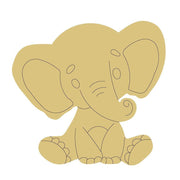 Design By Line Elephant MDF Cutout Sitting Silhouette - Unfinished For DIY