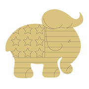 Design By Line Elephant MDF Cutout Stars And Stripes Barn Quilt Pattern - Unfinished For DIY