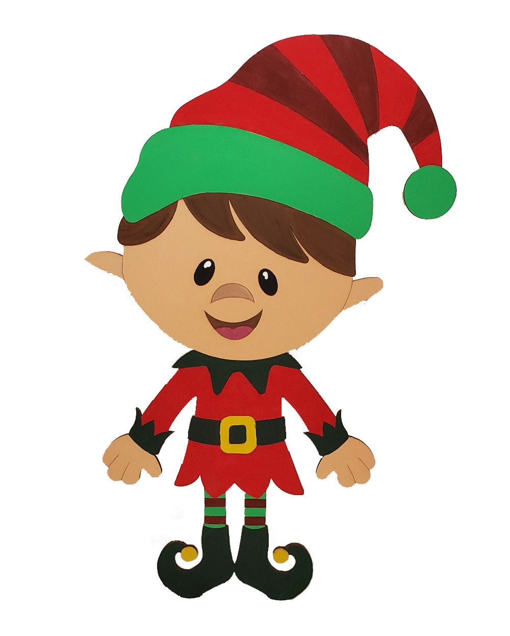3D Design By Line Elf MDF Cutout Cheerful Elf With Pointed Hat And Belt - Unfinished For DIY