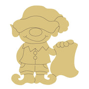 Design By Line Elf MDF Cutout Elf With Sack - Unfinished For DIY