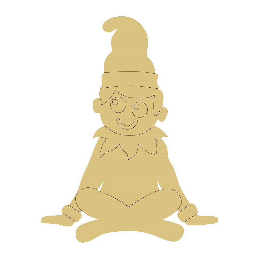 Design By Line Elf MDF Cutout Sitting Elf Silhouette - Unfinished For DIY