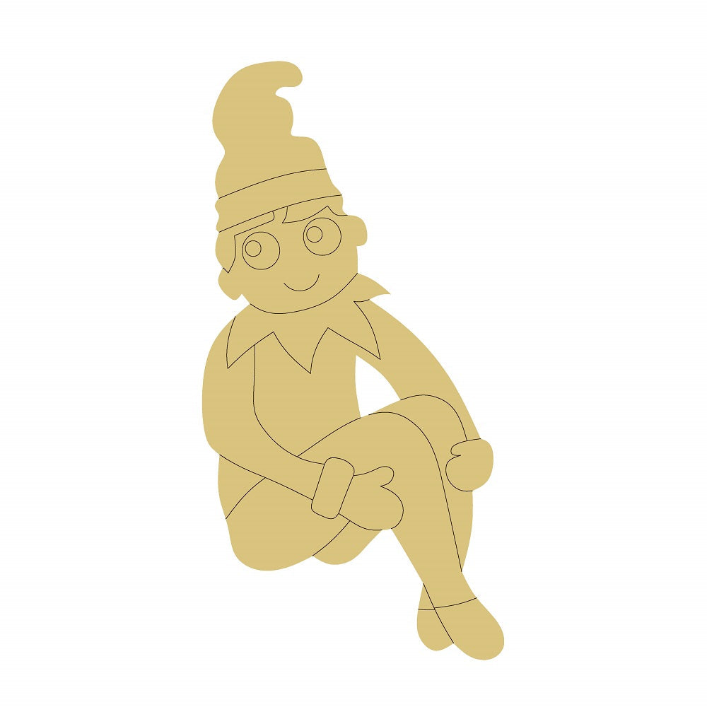 Design By Line Elf MDF Cutout Sitting Silhouette Style 9 - Unfinished For DIY