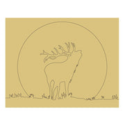 Design By Line Rectangle MDF Cutout Elk And Moon Silhouette With Grass - Unfinished For DIY