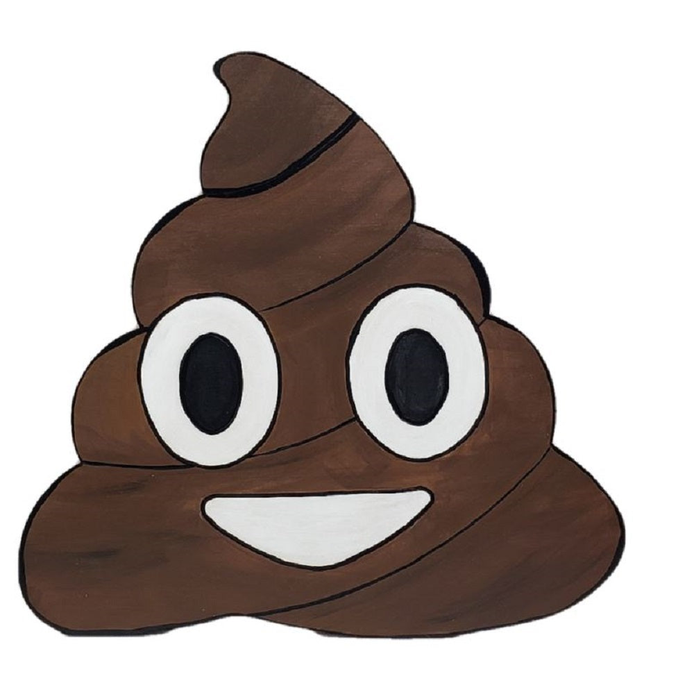 Design By Line Poop Emoji MDF Cutout Smiling Face - Unfinished For DIY