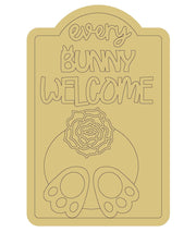 Design By Line Arched Door Hanger MDF Cutout Every Bunny Welcome With Tail And Bunny Feet - Unfinished For DIY