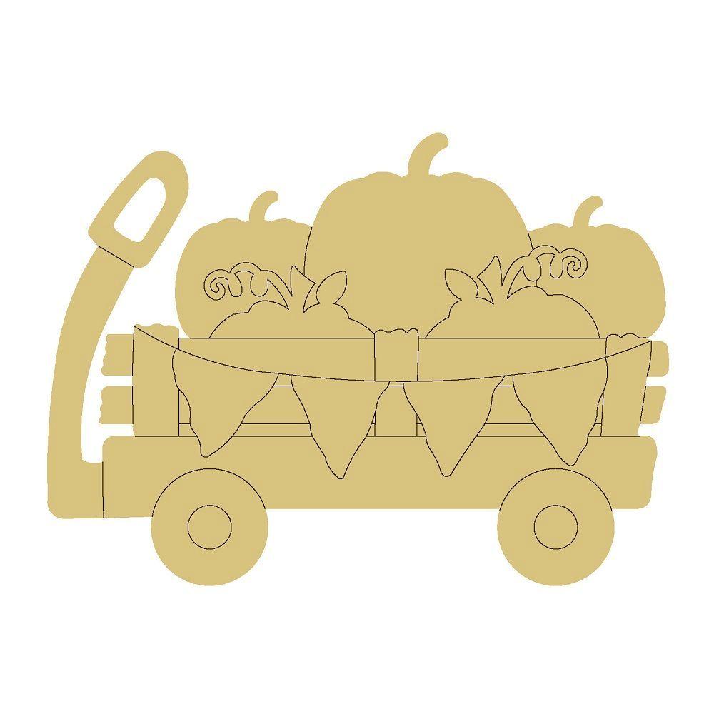 Design By Line Wagon MDF Cutout Harvest Pumpkin Banner - Unfinished For DIY