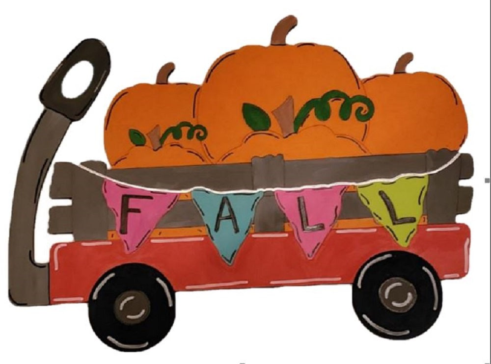 Design By Line Wagon MDF Cutout Harvest Pumpkin Banner - Unfinished For DIY