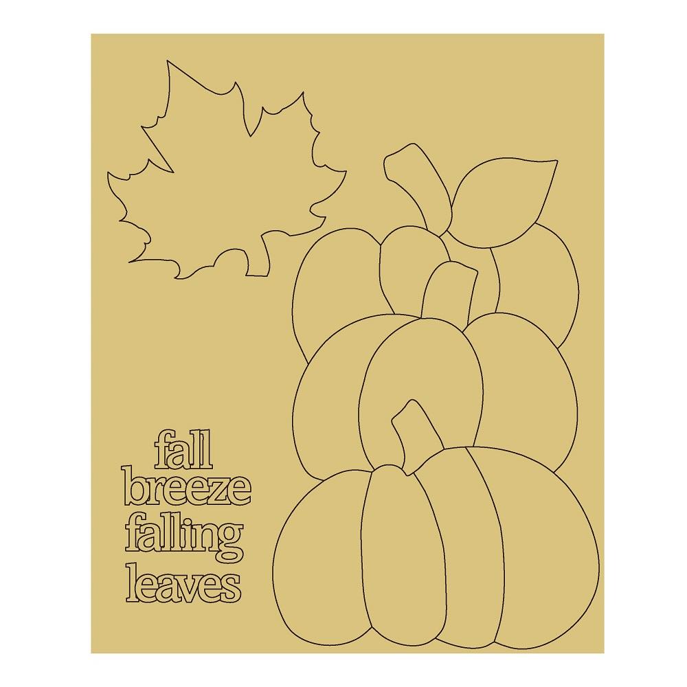 Design By Line Square Pumpkin Stack MDF Cutout Fall Breeze Falling Leaves - Unfinished For DIY