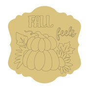 Design By Line Scalloped Plaque MDF Cutout Fall Feels Pumpkin Scene - Unfinished For DIY
