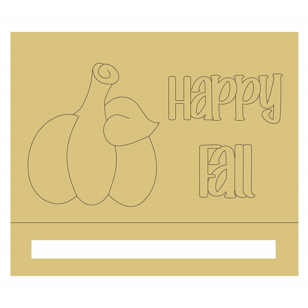 Design By Line Rectangular MDF Cutout Happy Fall Pumpkin Trio Silhouette - Unfinished For DIY