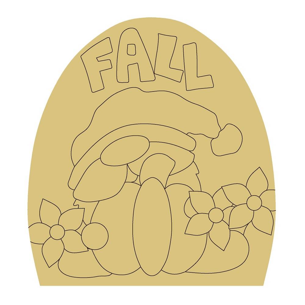 Design By Line Half Oval MDF Cutout Fall Gnome With Flowers - Unfinished For DIY
